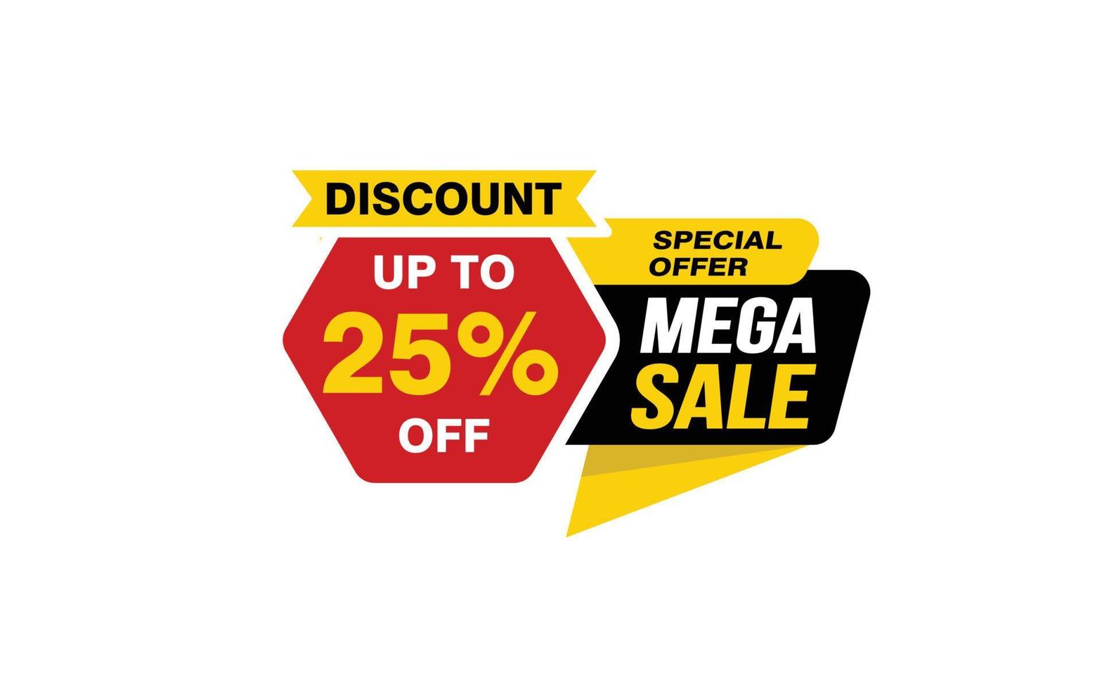 25 Percent MEGA SALE offer, clearance, promotion banner layout with sticker style. vector