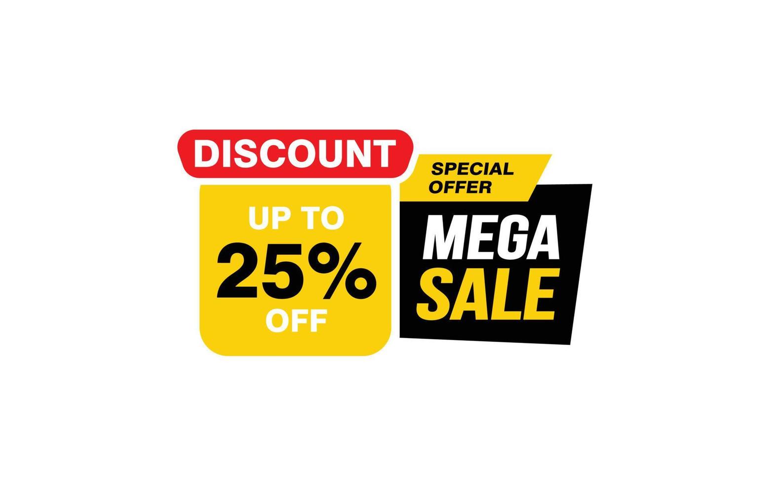 25 Percent MEGA SALE offer, clearance, promotion banner layout with sticker style. vector