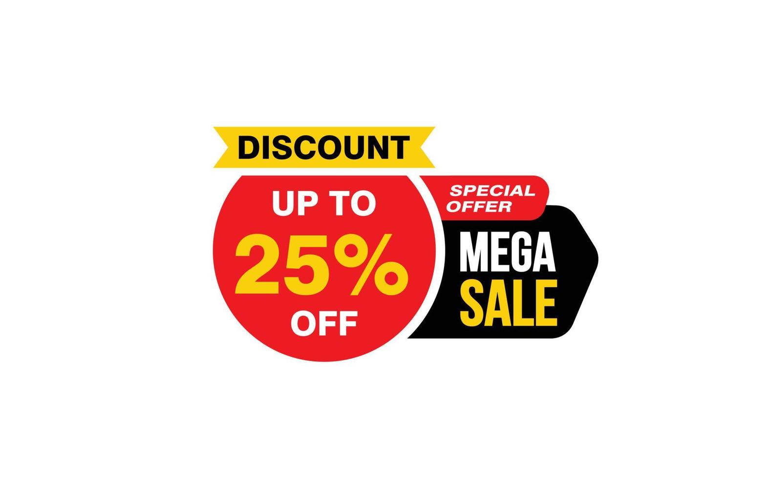 25 Percent MEGA SALE offer, clearance, promotion banner layout with sticker style. vector