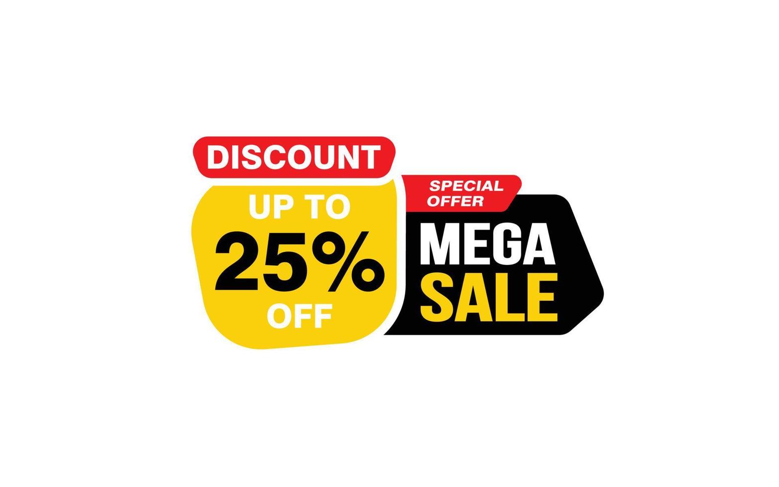 25 Percent MEGA SALE offer, clearance, promotion banner layout with sticker style. vector