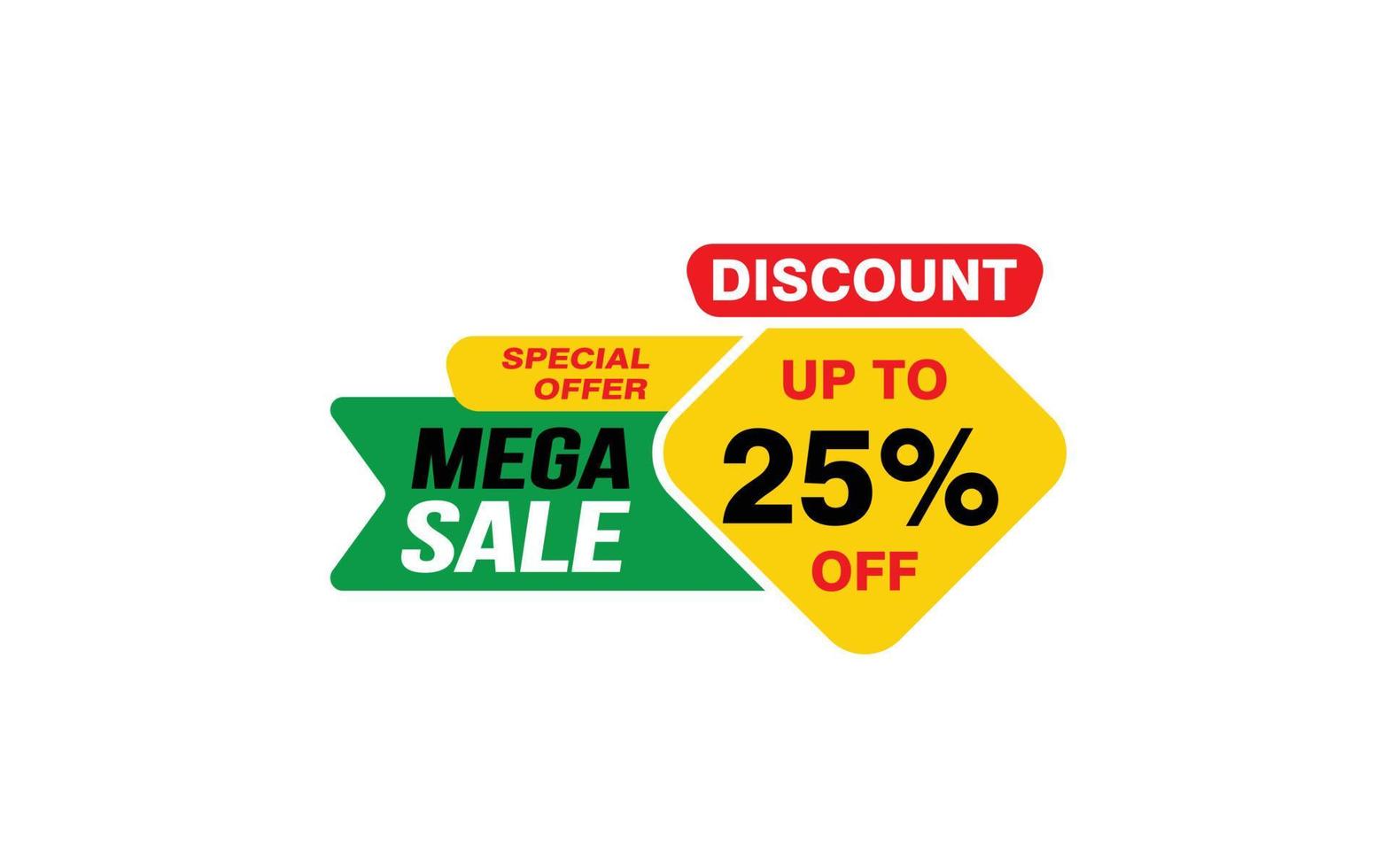 25 Percent MEGA SALE offer, clearance, promotion banner layout with sticker style. vector