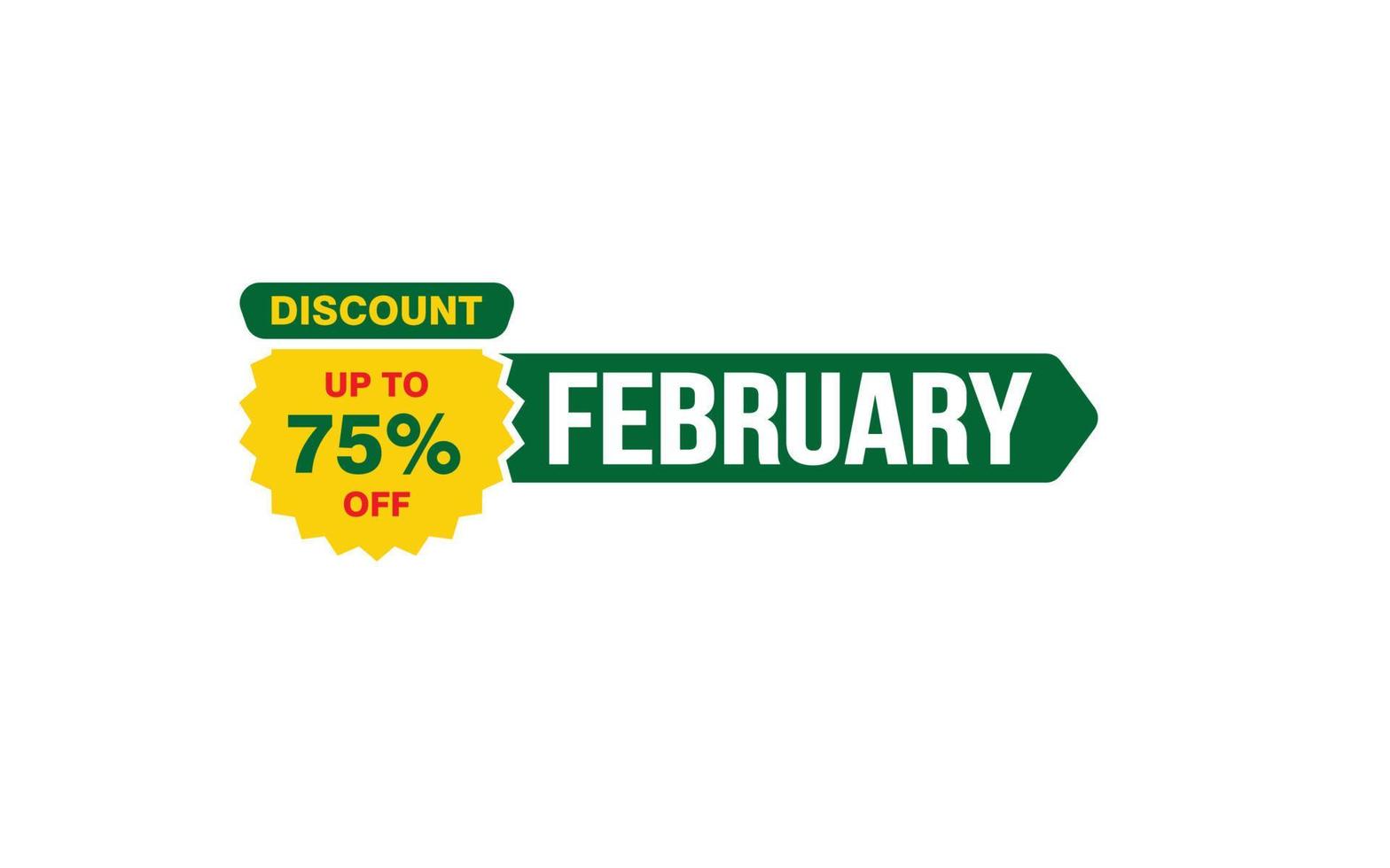 75 Percent FEBRUARY discount offer, clearance, promotion banner layout with sticker style. vector