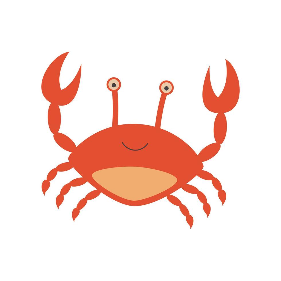 Cute smiling happy crab character vector