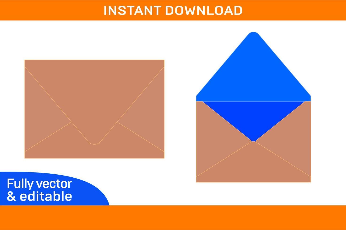 plantilla de línea de sobre de contorno, diseño de sobre 3d y cuadro 3d fácilmente redimensionable editable vector