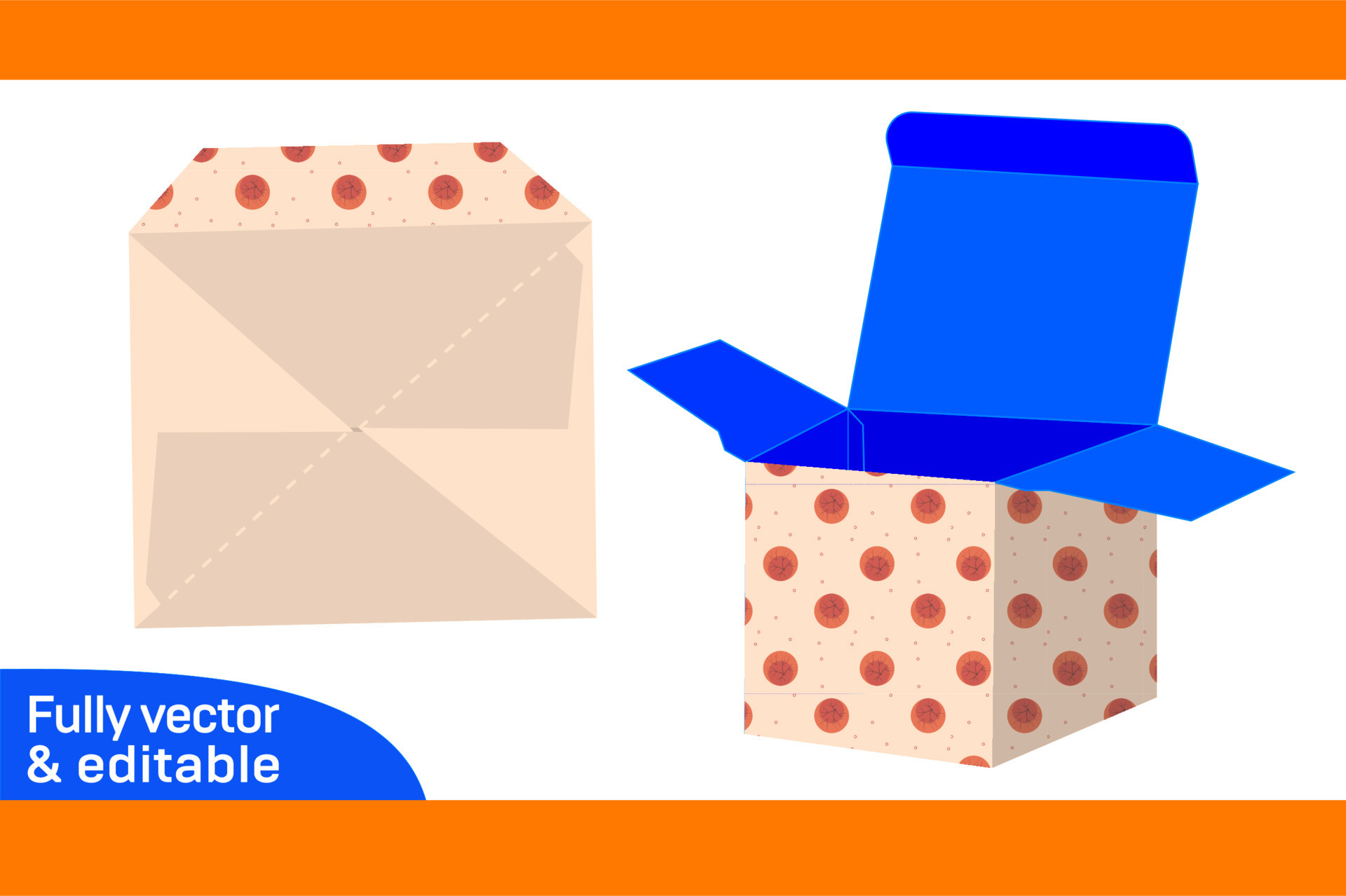 Cubic Box Auto Bottom Closer Box 2 5 X 2 5 X 2 5 Box Template Fit On A4 