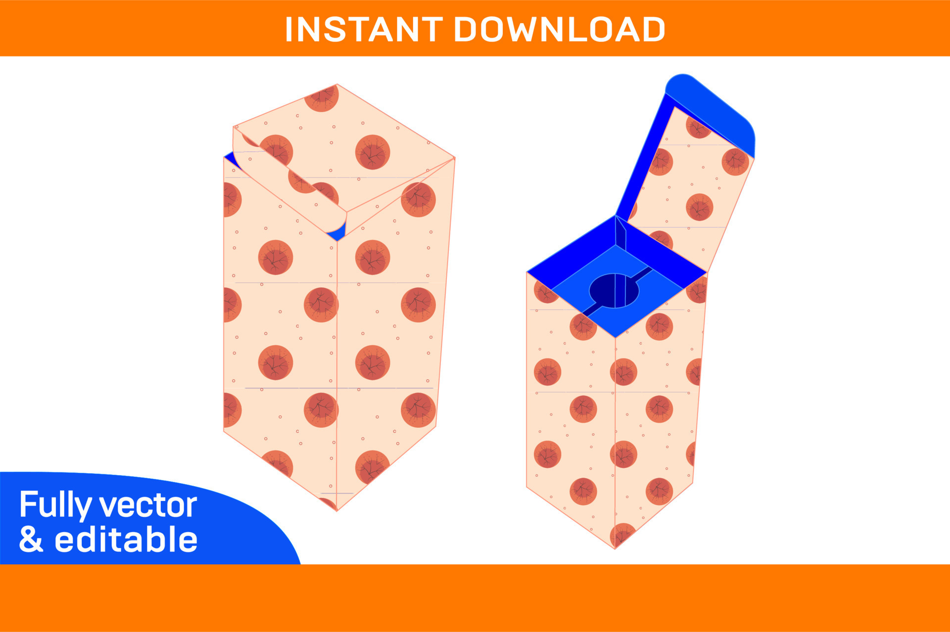 Packaging display box, dieline tamplate and 3D box color changeable and