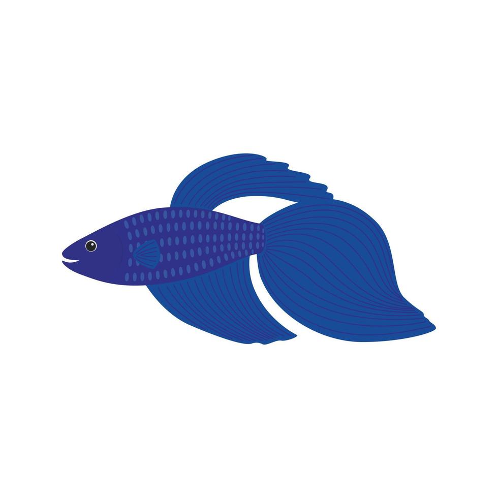 Cartoon blue betta fish, siamese fighting fish vector