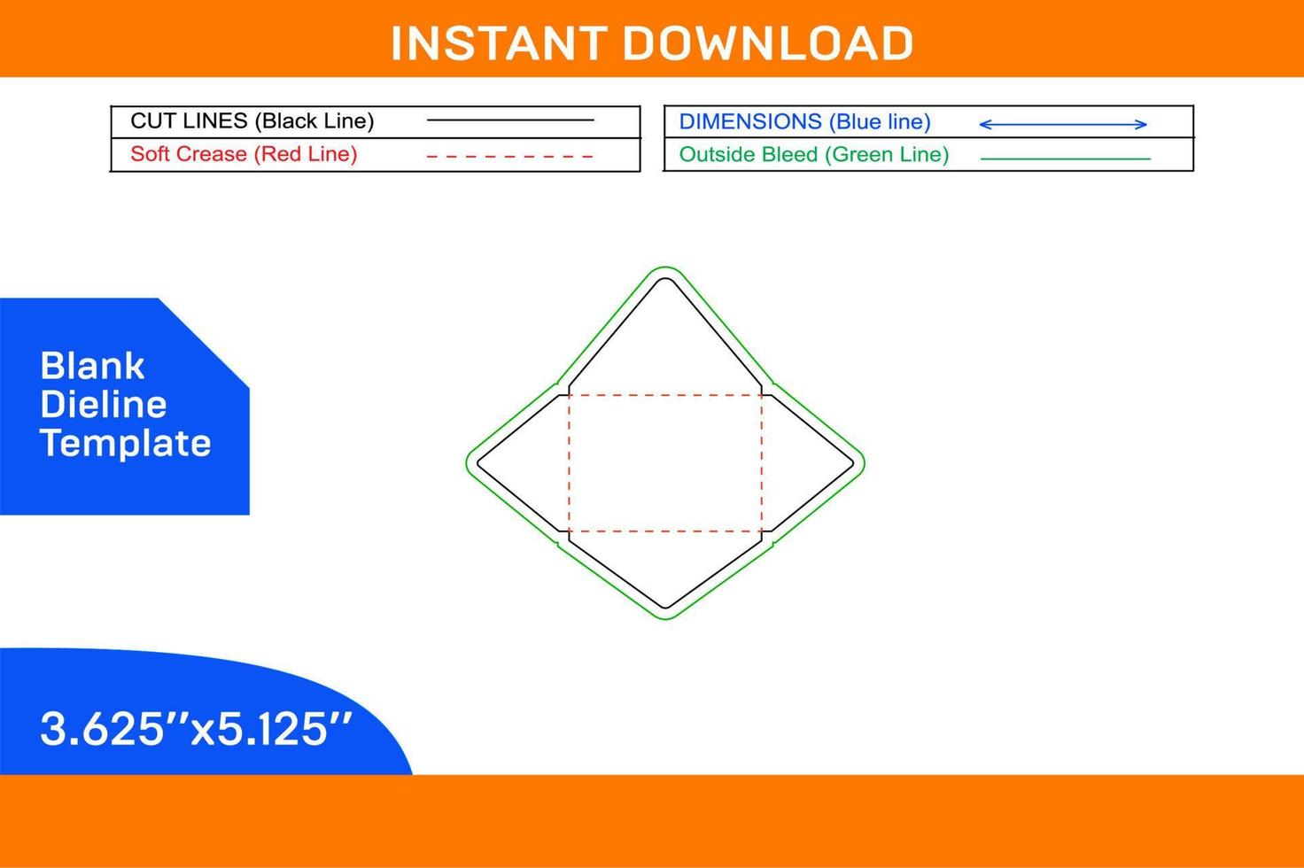 Contour Envelope dieline template ,3D envelope design and Editable easily resizable Blank dieline template vector