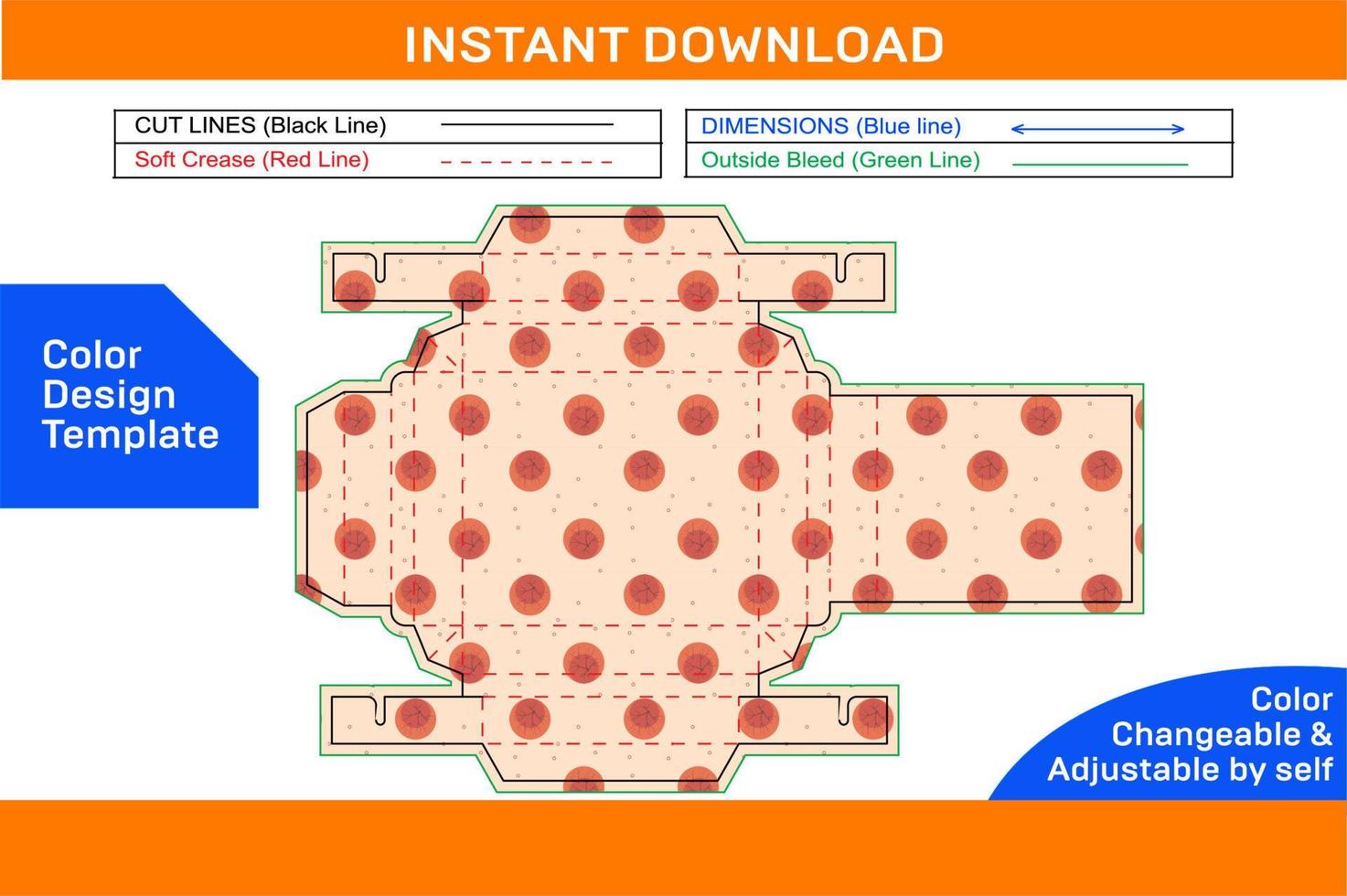 Double wall tray box dieline template, tray box 3D design and editable easily resizeable Color Design Template vector