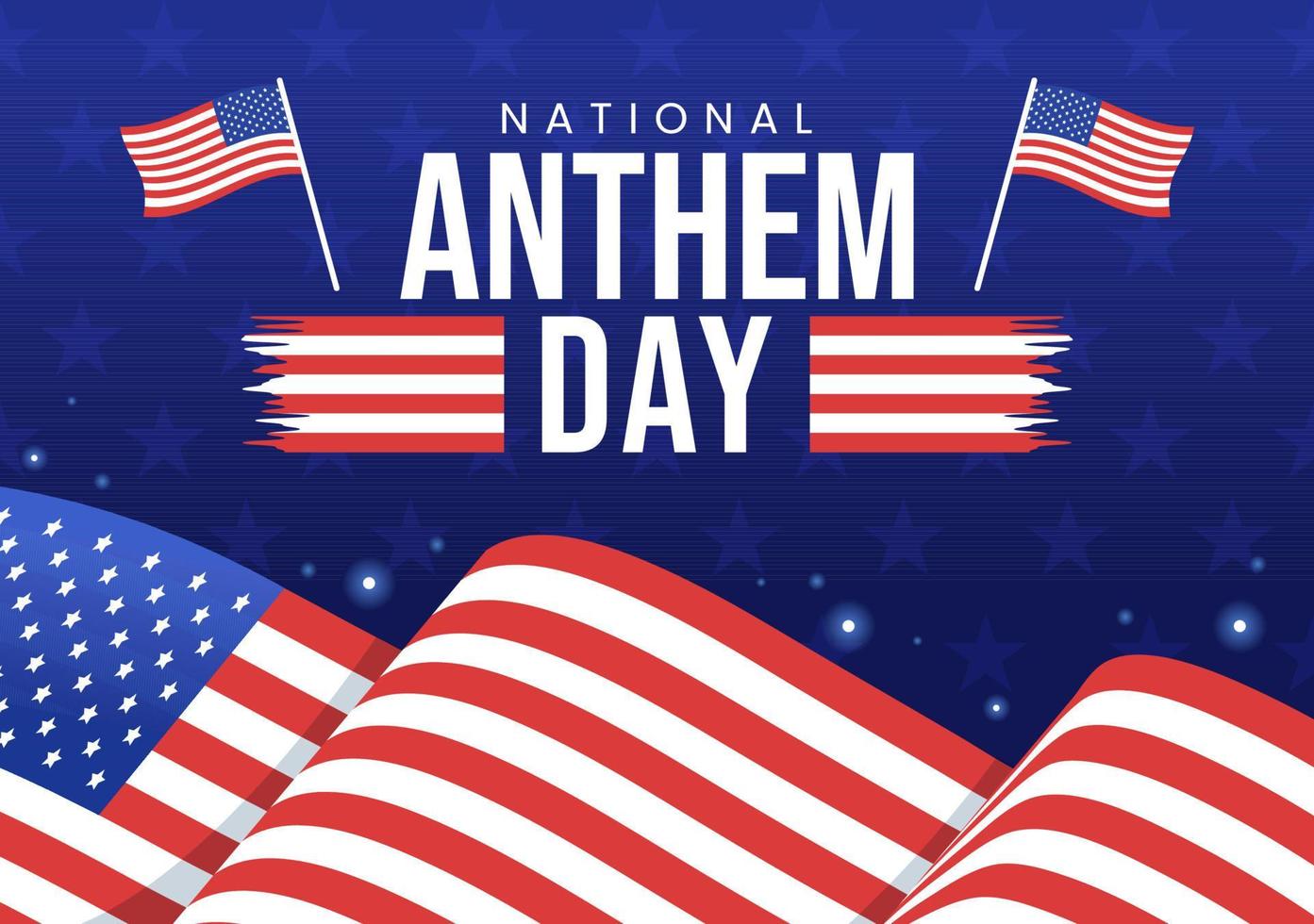 National Anthem Day on March 3 Illustration with United States of America Flag for Web Banner or Landing Page in Flat Cartoon Hand Drawn Template vector