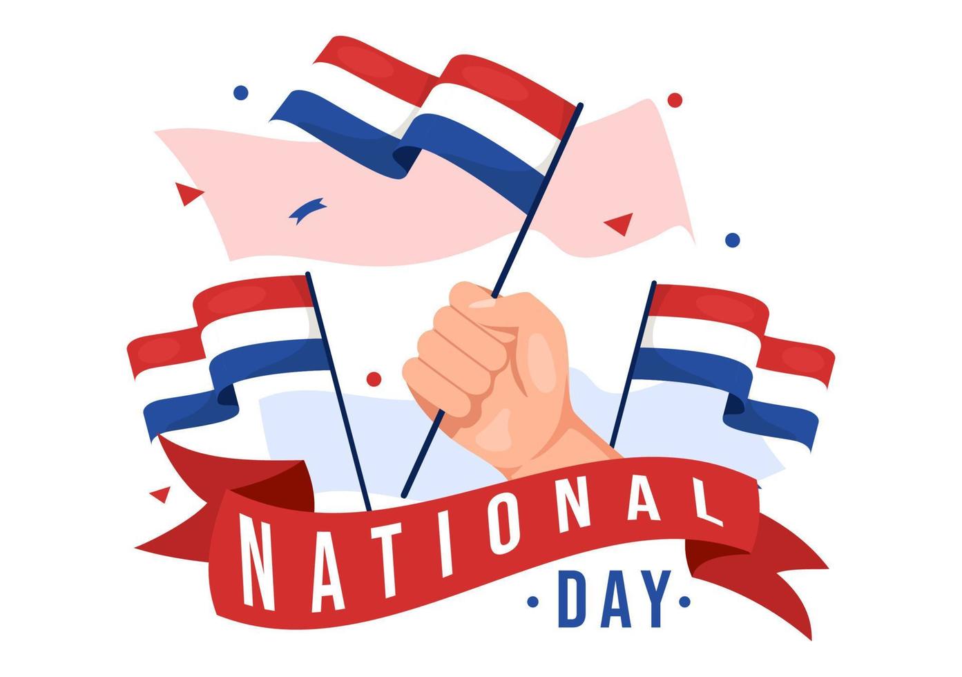 Happy Netherlands National Day Illustration with Netherlands Flag for Web Banner or Landing Page in Flat Cartoon Hand Drawn Templates vector