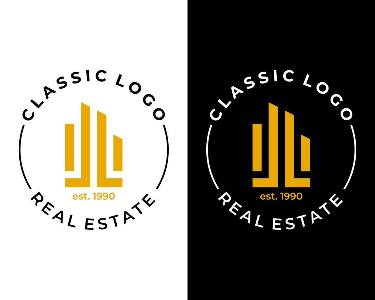 Letter LL monogram real estate building logo design. vector