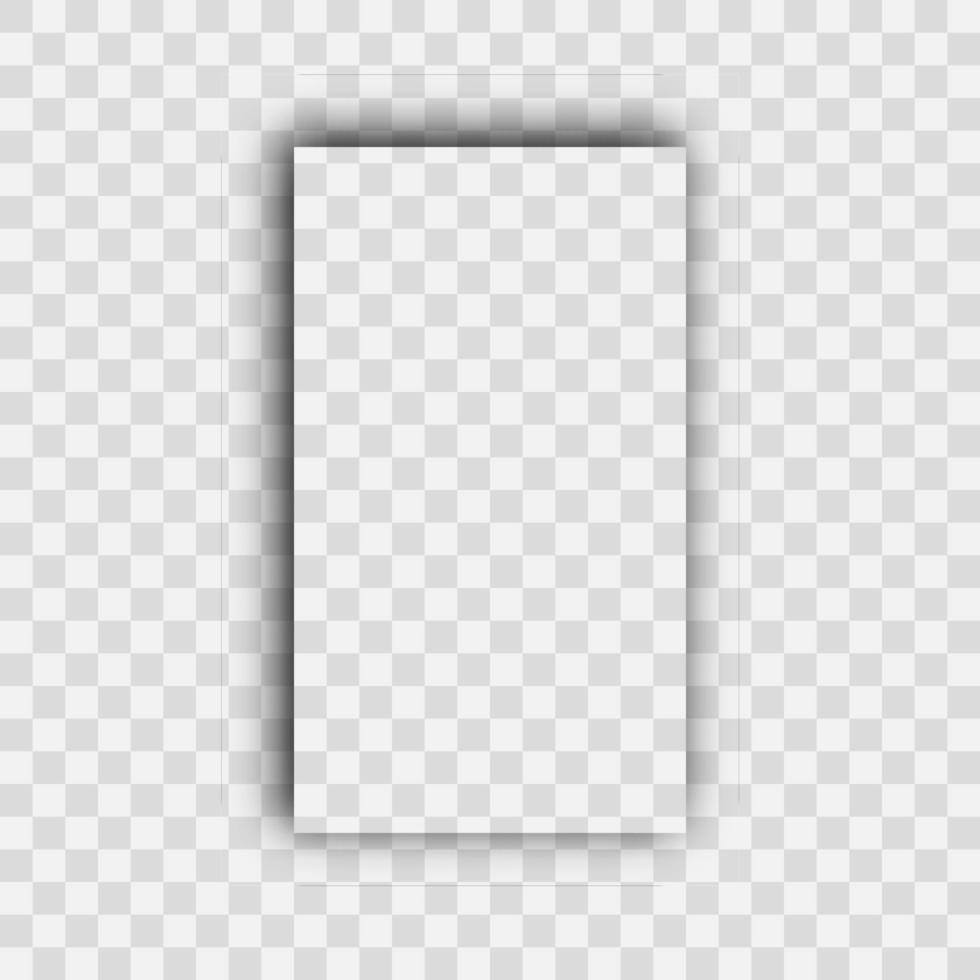 Dark realistic shadow. Shadow of a vertical rectangle isolated. Vector illustration.