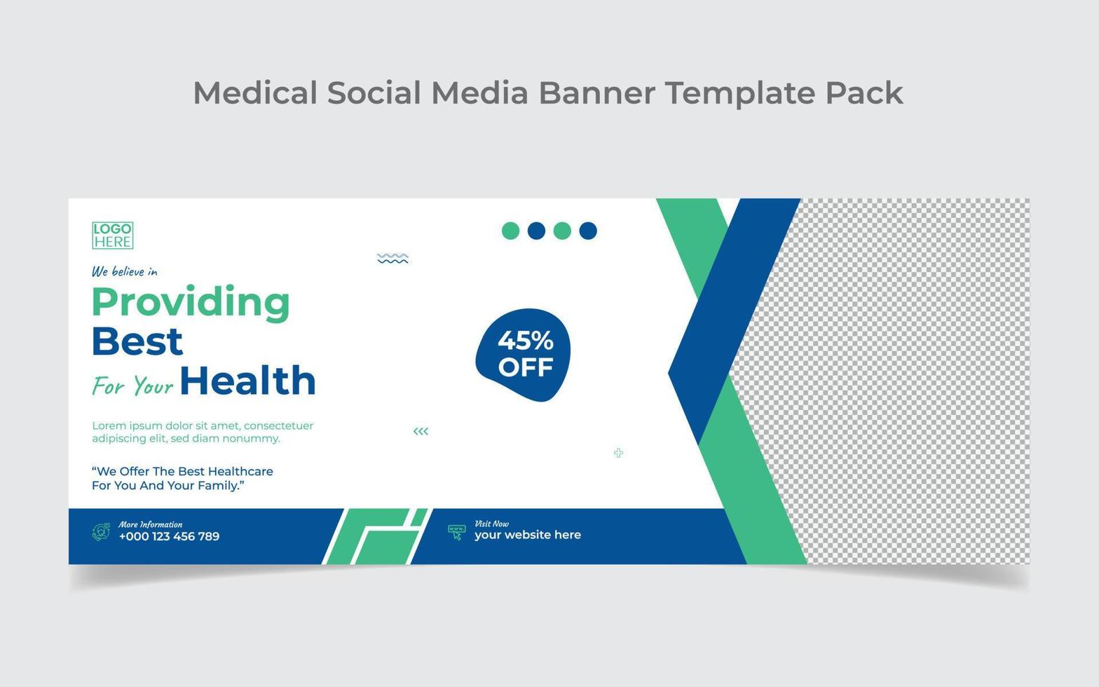 Medical healthcare web banner design and social media cover design template vector