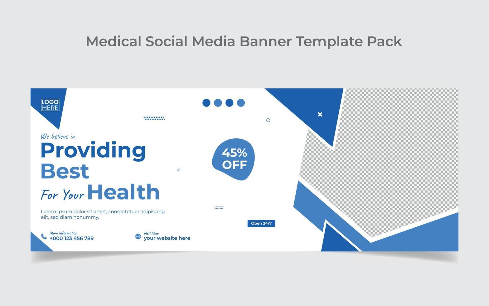 diseño de portada de redes sociales de atención médica y plantilla de diseño de banner web vector