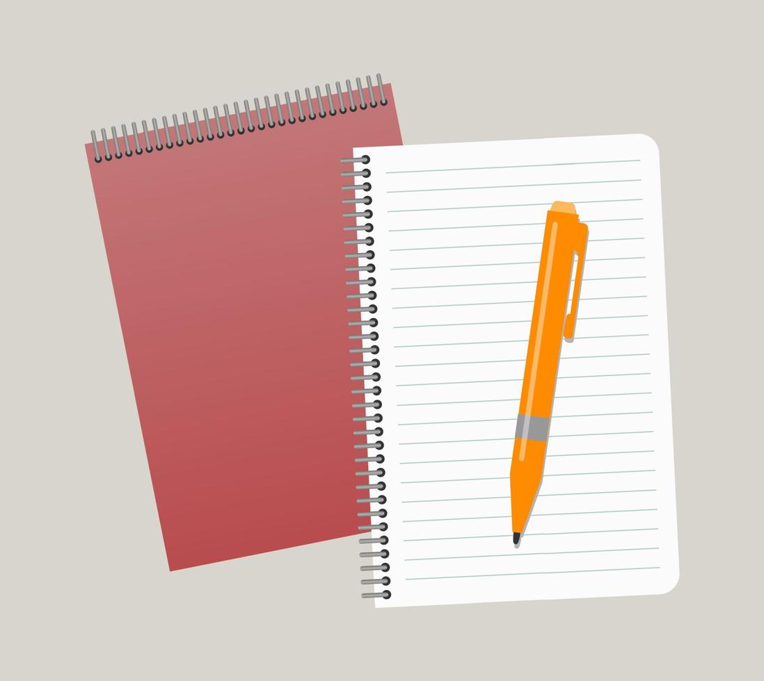 Two notepads and a pen. Vector illustration