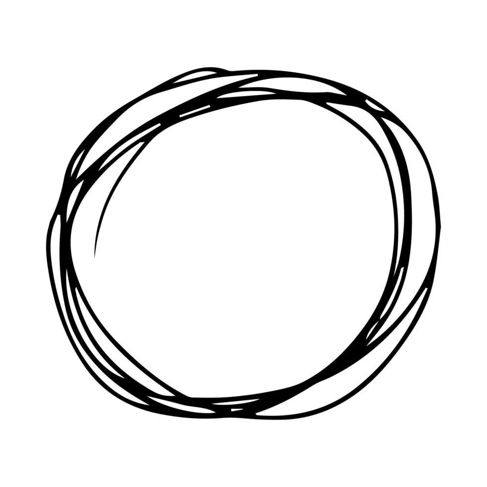 círculo de garabatos dibujado a mano. elemento de diseño circular redondo de fideos negros sobre fondo blanco. ilustración vectorial vector