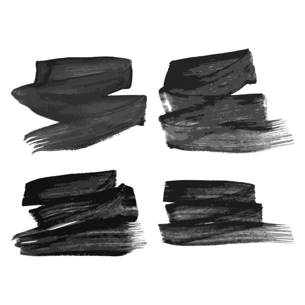 conjunto de cuatro manchas de tinta dibujadas a mano negra. manchas de tinta aisladas sobre fondo blanco. ilustración vectorial vector