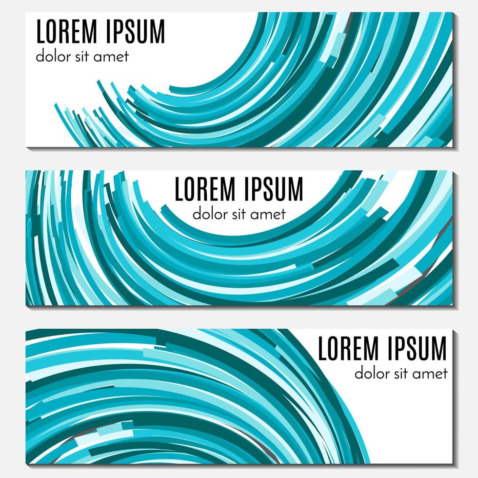 Set of colorful abstract header banners with curved lines and place for text. Vector backgrounds for web design.