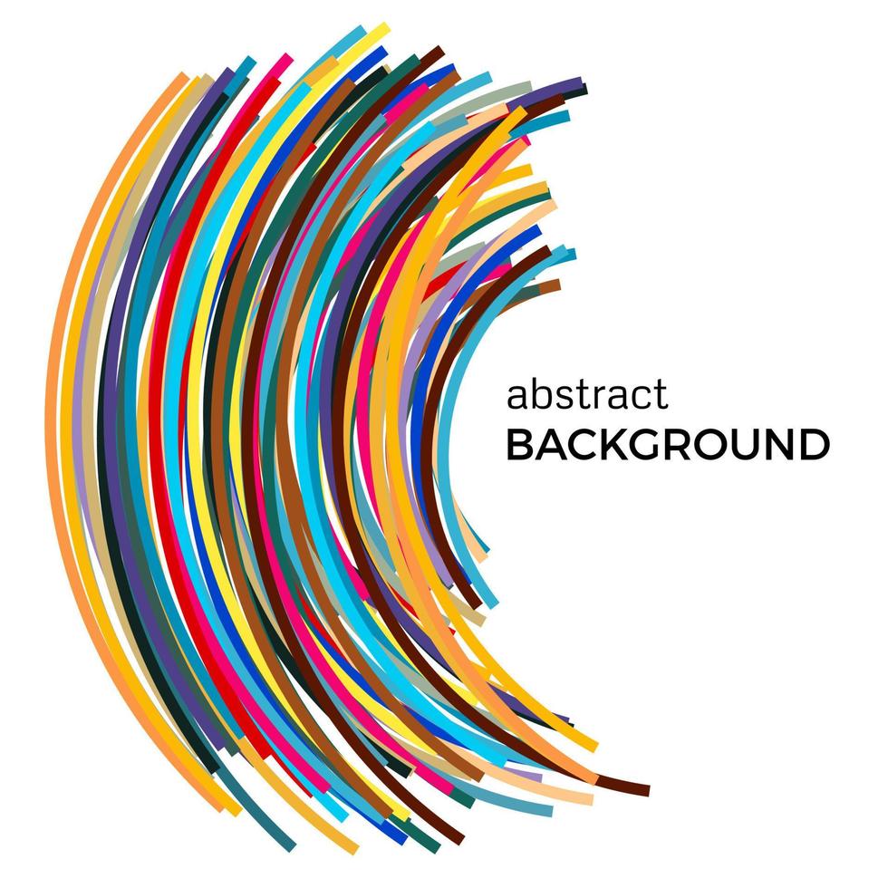 Abstract background with multicolored curved lines in a chaotic order. Colored lines with place for your text on a white background. vector