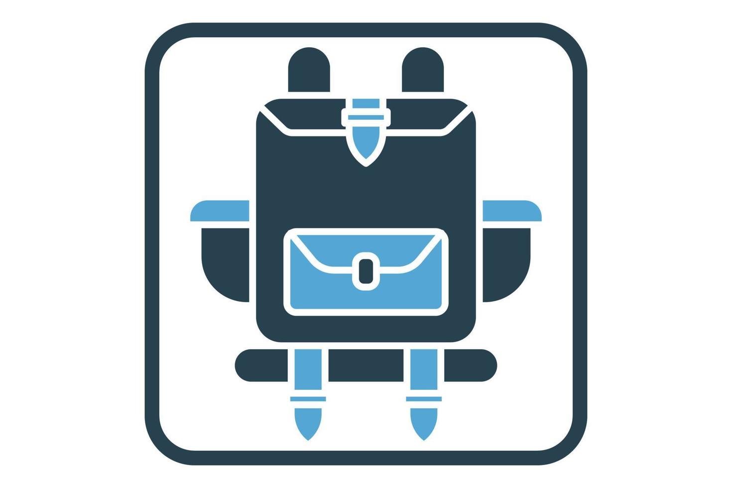 Travel backpack icon illustration. icon related to tourism, travel. Solid icon style. Simple vector design editable