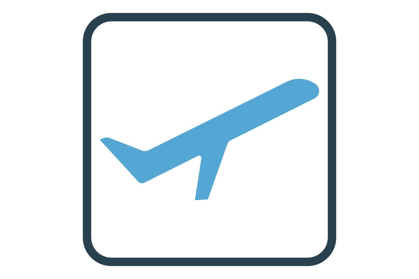 Airplane icon illustration. icon related to transportation, travel. Solid icon style. Simple vector design editable