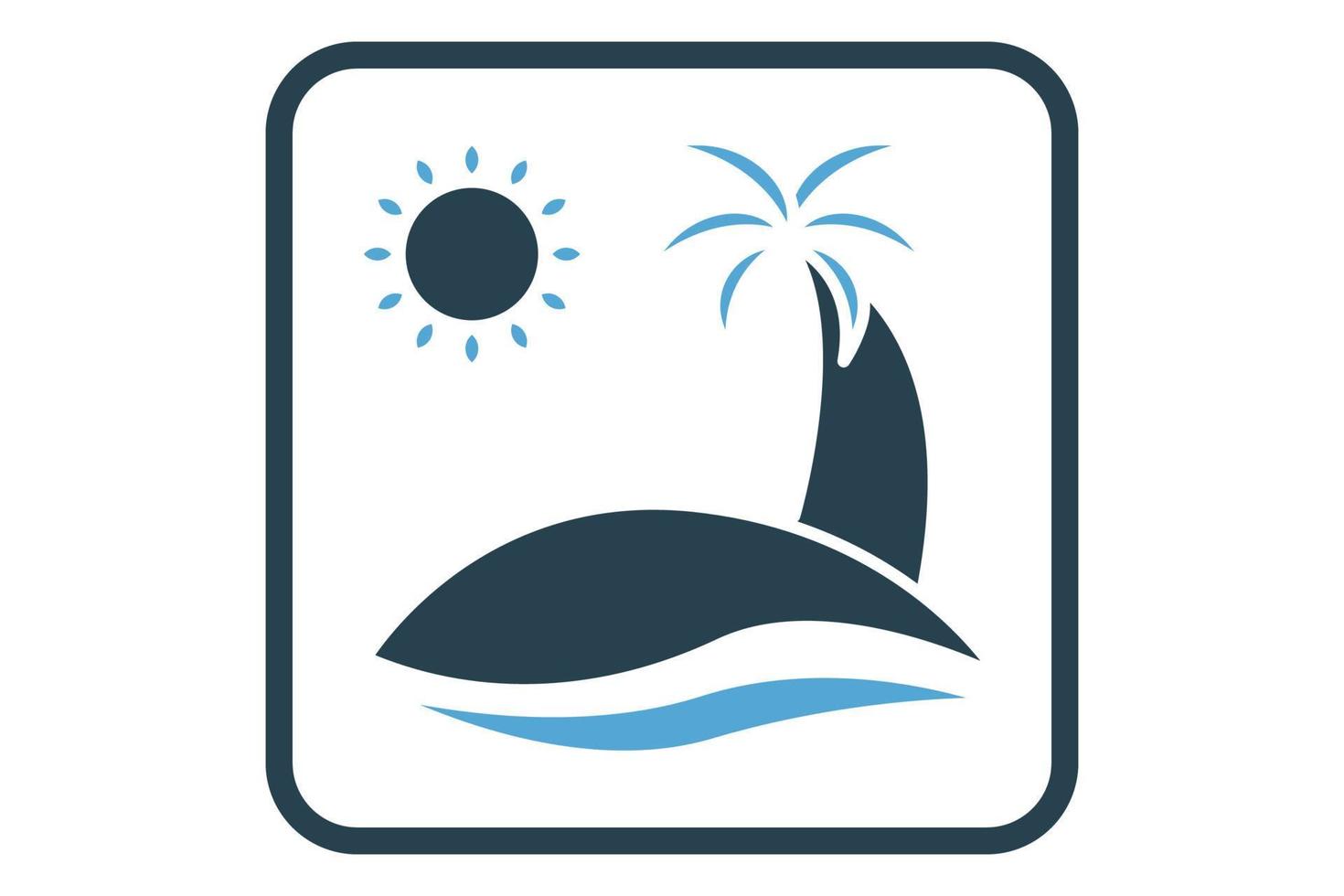 ilustración de icono de playa. icono de palmera con sol. icono relacionado con las vacaciones. estilo de icono sólido. diseño vectorial simple editable vector