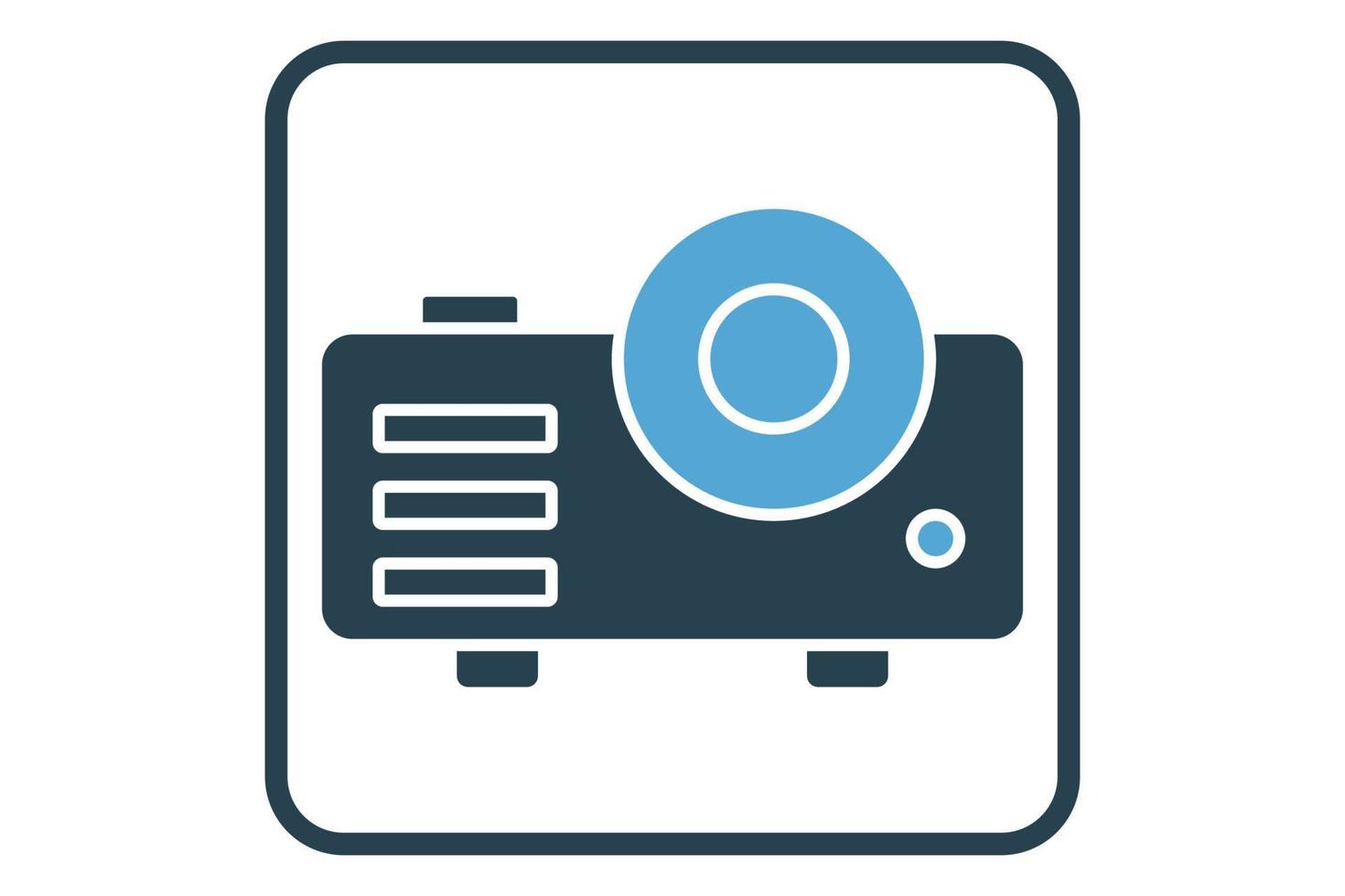 Projector icon illustration. icon related to multimedia. Solid icon style. Simple vector design editable