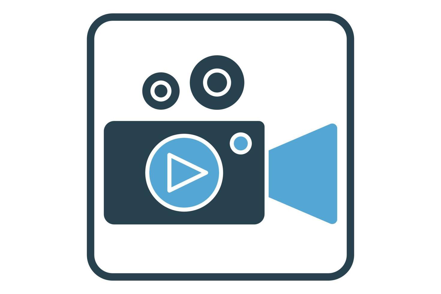 Play camera video icon illustration. icon related to multimedia. Solid icon style. Simple vector design editable