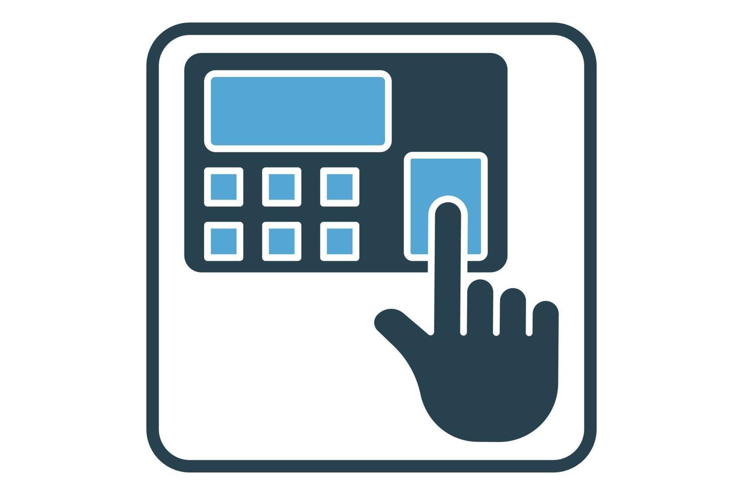 Fingerprint scanner icon illustration. icon related to multimedia. Solid icon style. Simple vector design editable