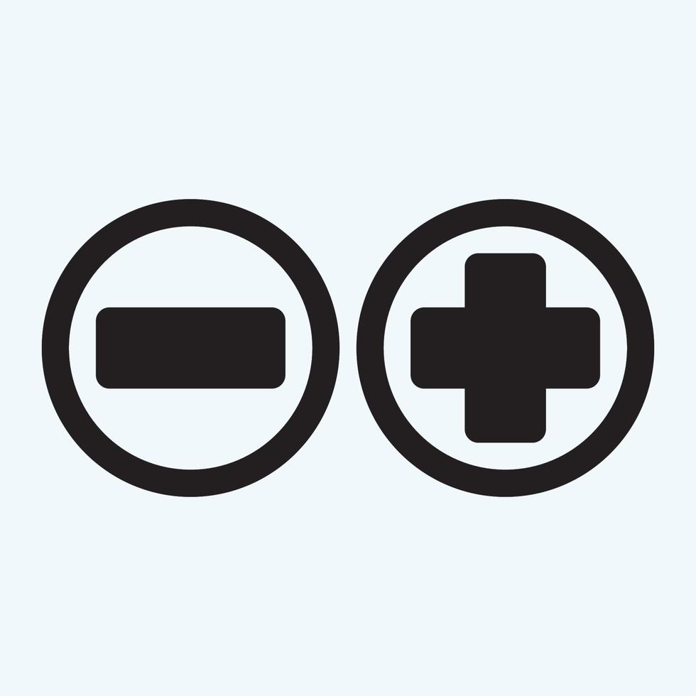 Plus and less icon simple add sign vector cross illustration - Vector