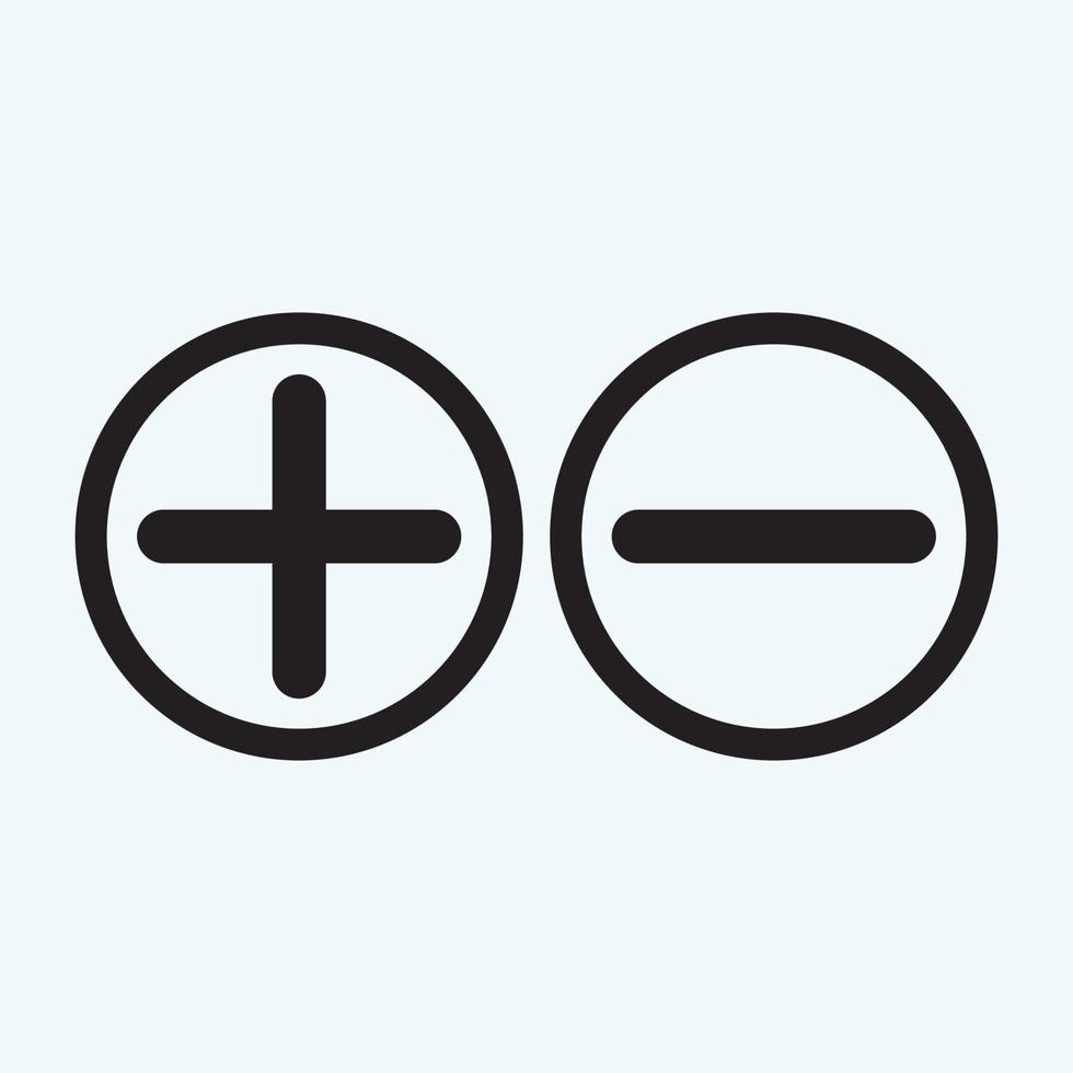 Plus and less icon simple add sign vector cross illustration - Vector