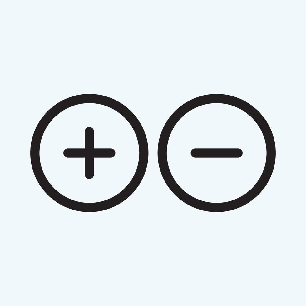 Plus and less icon simple add sign vector cross illustration - Vector