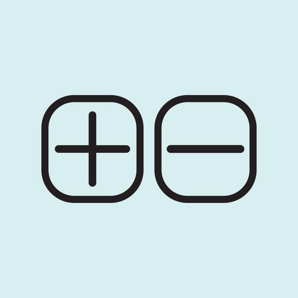 Plus and less icon simple add sign vector cross illustration - Vector