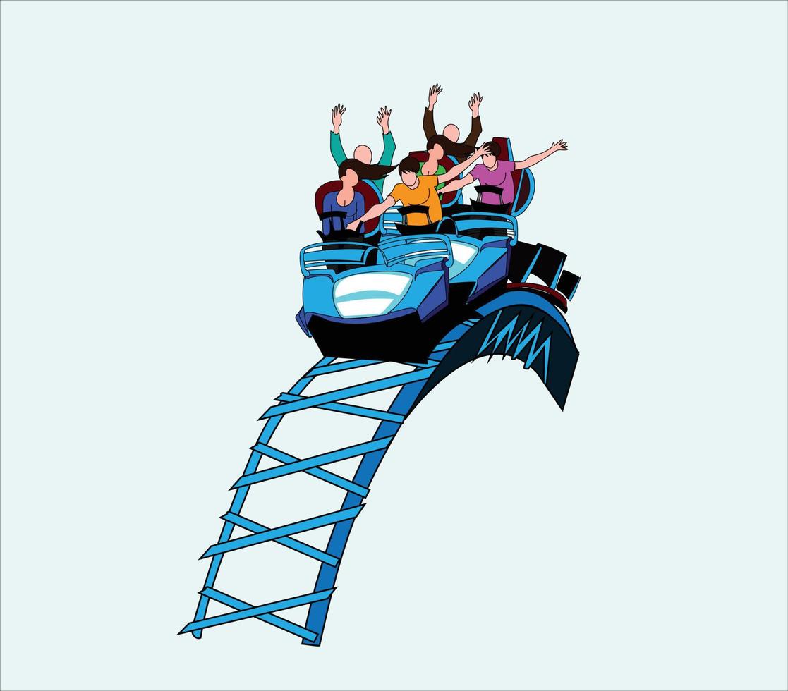 Roller coaster cartoon vector illustration on white background