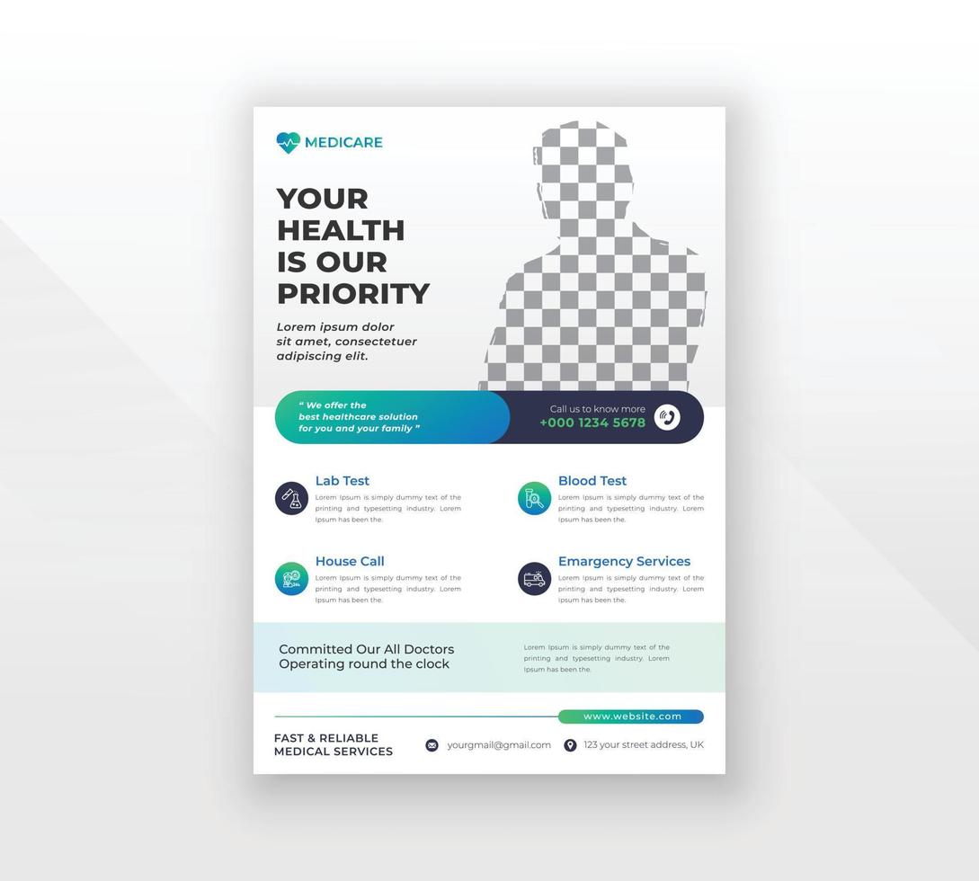 Creative medical healthcare flyer poster template design vector