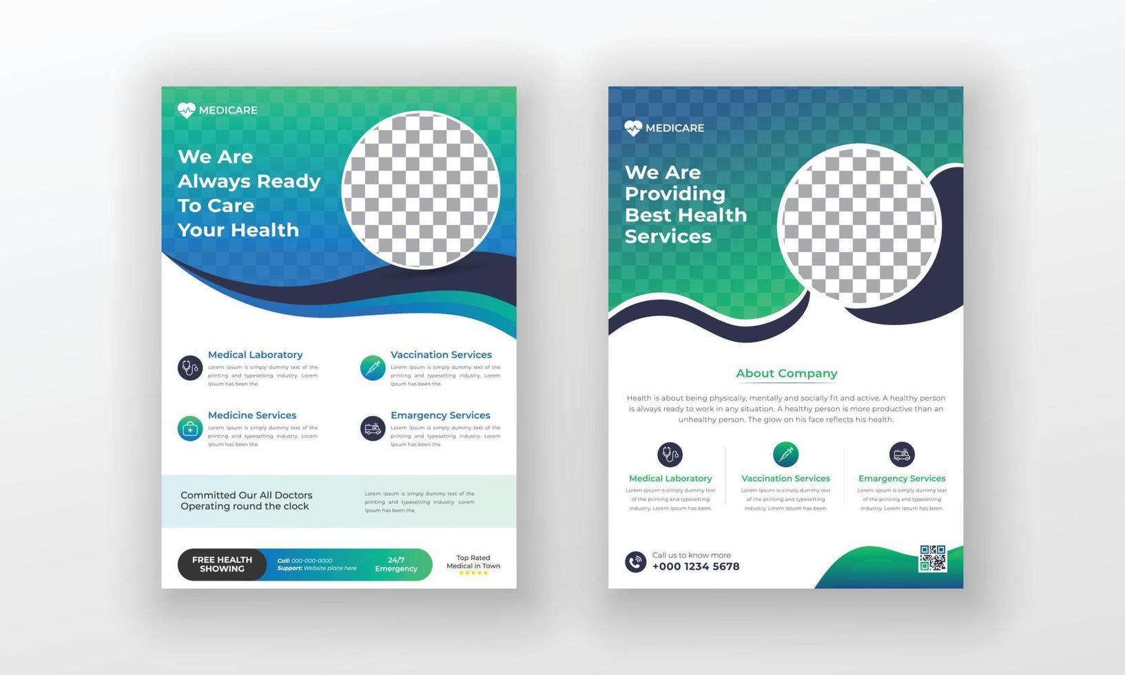 Creative medical healthcare flyer poster template design vector