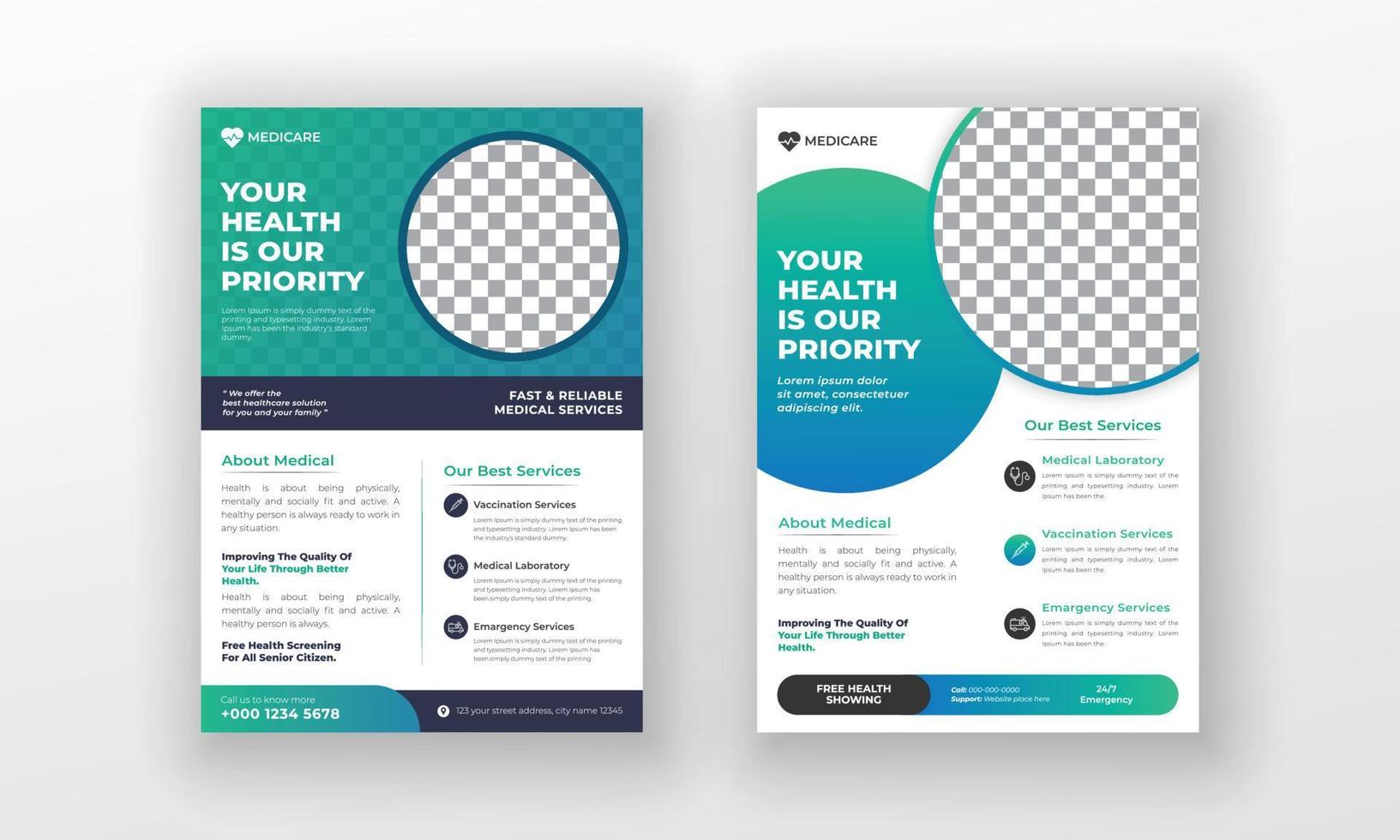 Creative medical healthcare flyer poster template design vector