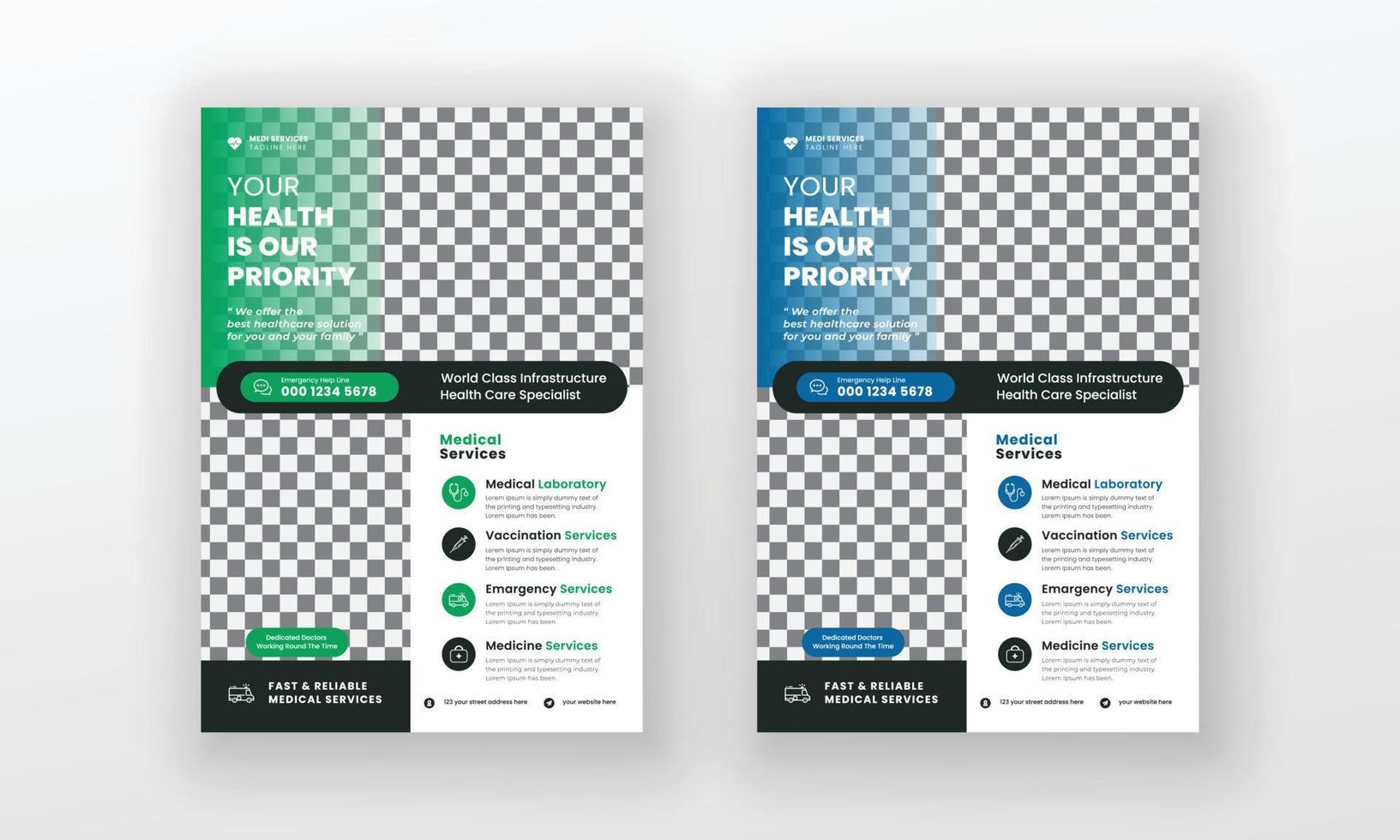 Creative medical healthcare flyer poster template design vector