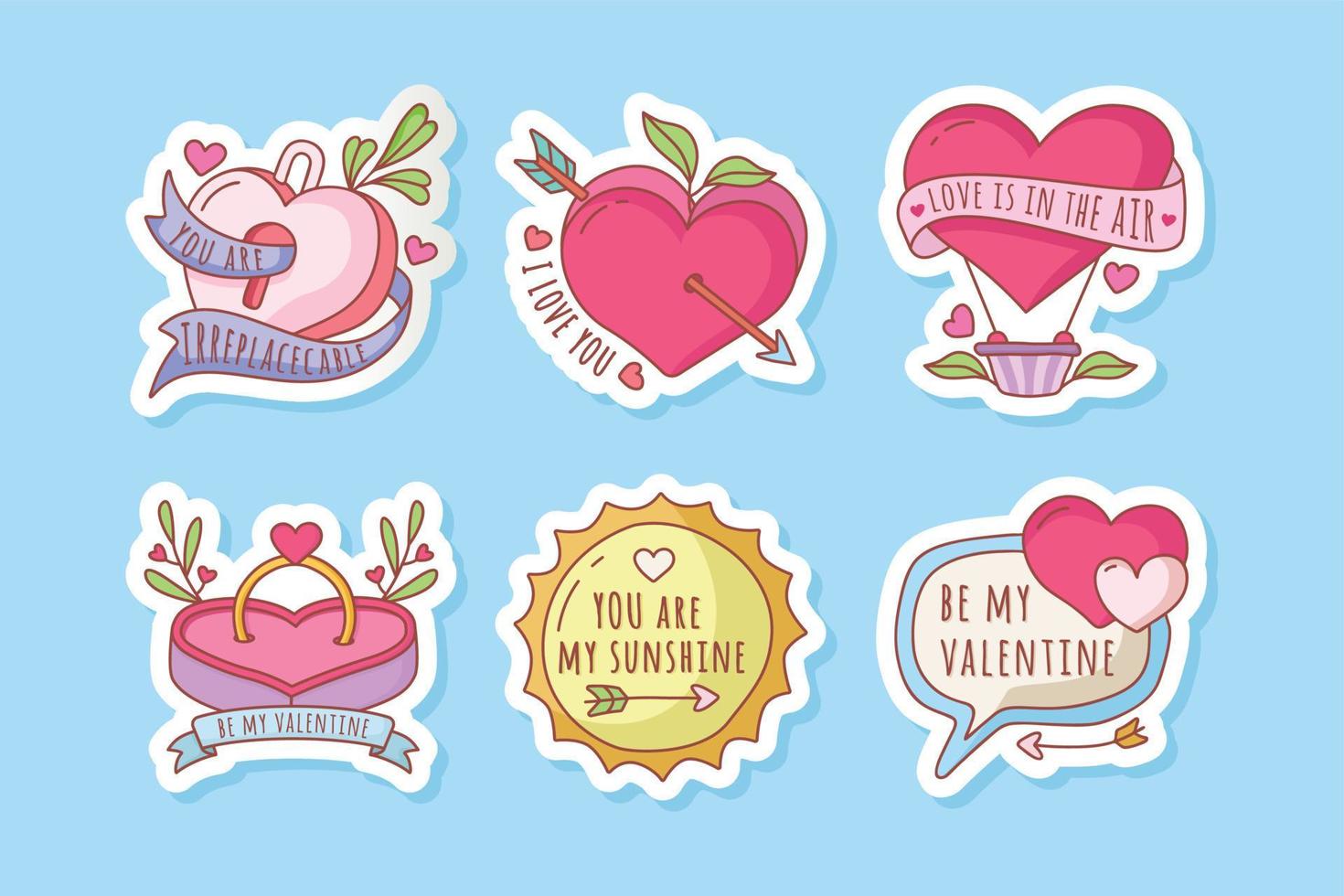 cute valentine stickers vector