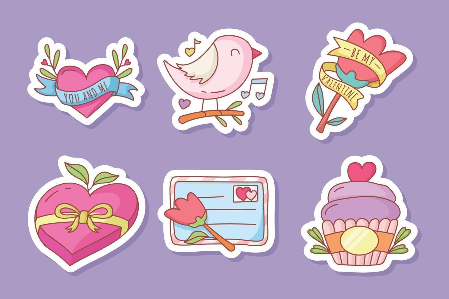 cute valentine stickers vector