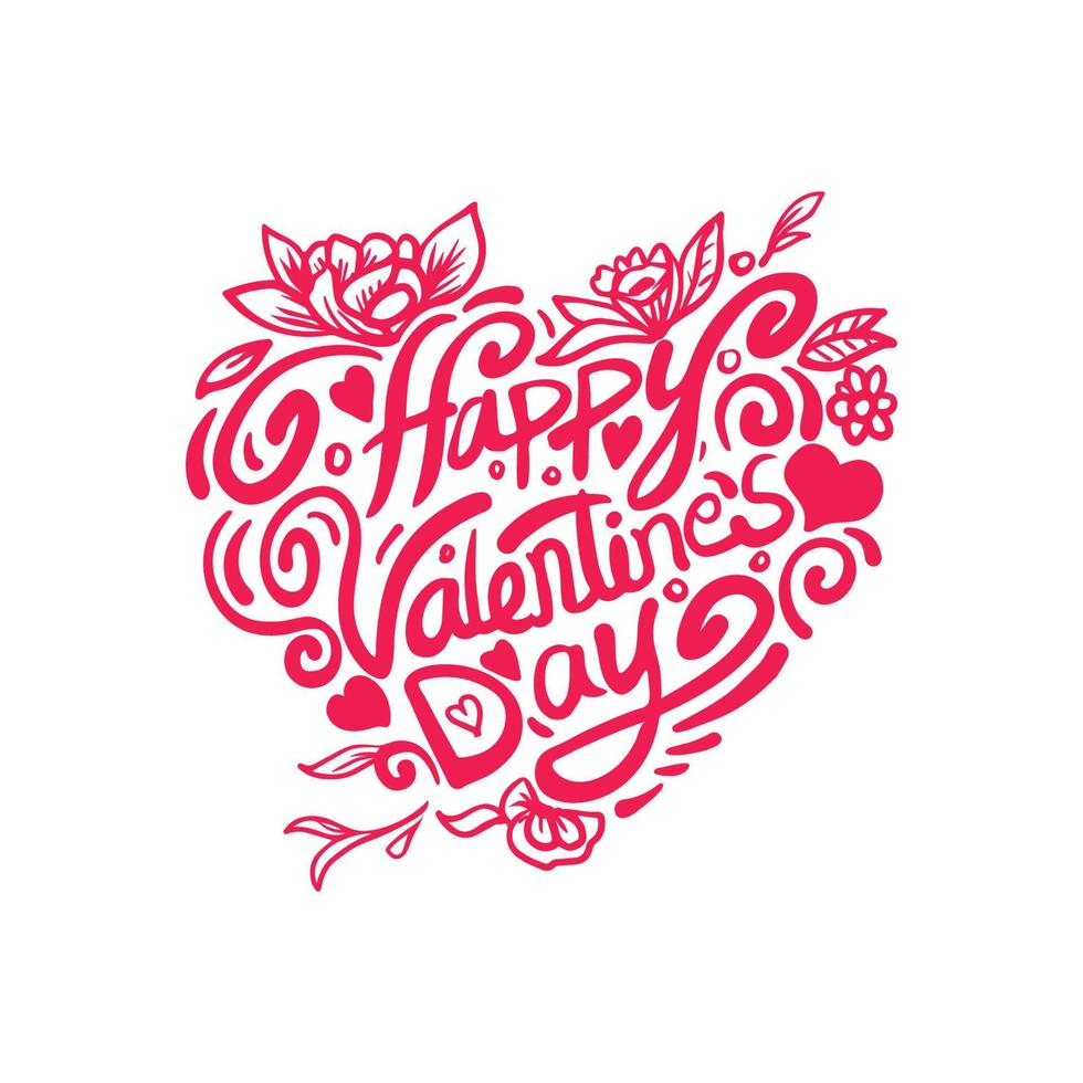 Happy Valentine's Day Vector lettering Illustration. Hand written lettering style Valentine day calligraphy For Greeting Cards, T shirt, Print Design.