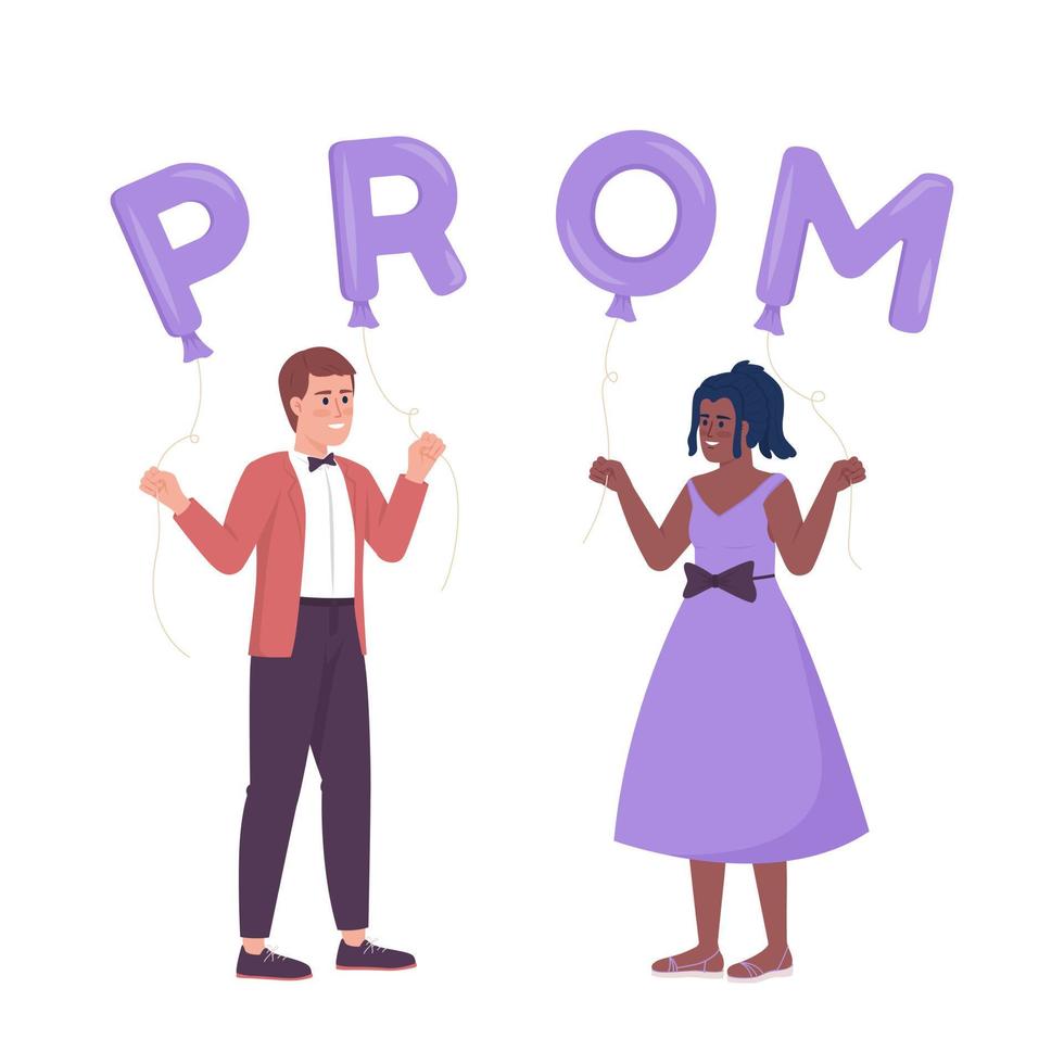 Friends celebrating prom night and dancing semi flat color vector characters. Editable figures. Full body people on white. Simple cartoon style illustration for web graphic design and animation