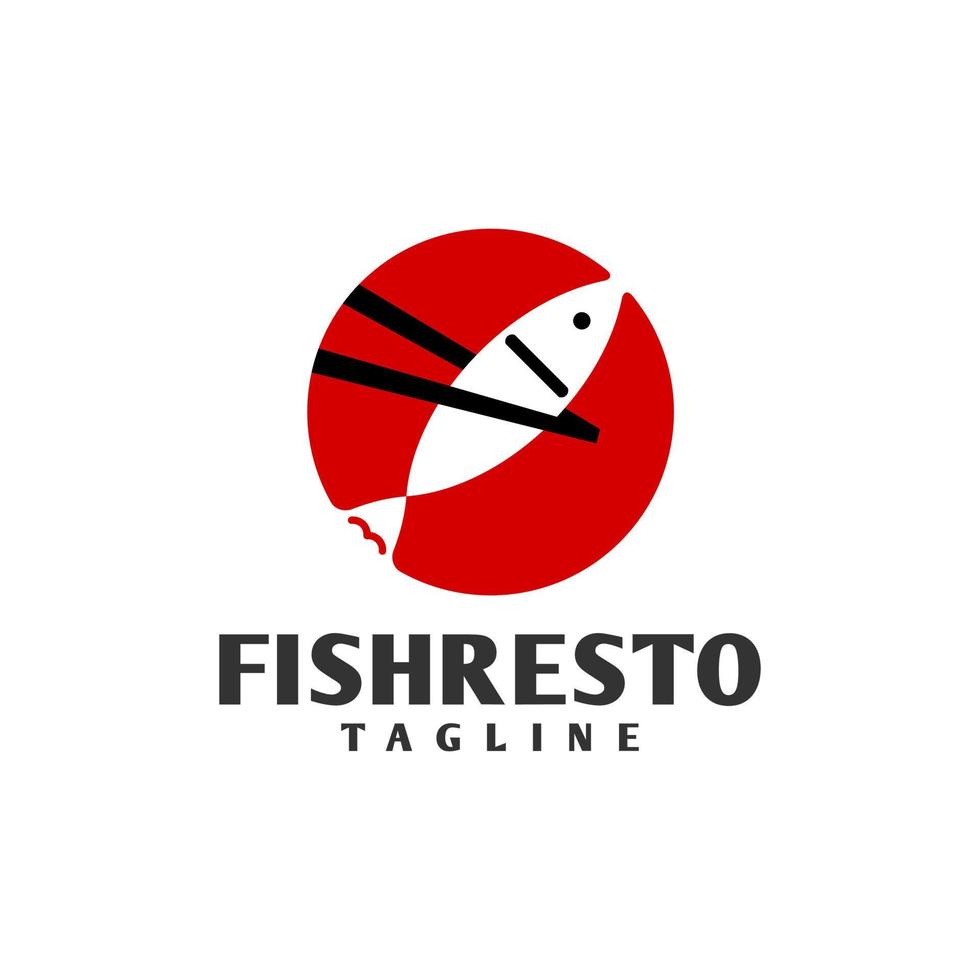 illustration of a fish with a chopstick. good for seafood restaurant or any business related to fish vector