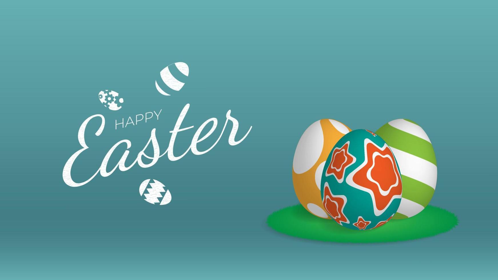 Minimal happy easter greeting banner with eggs vector