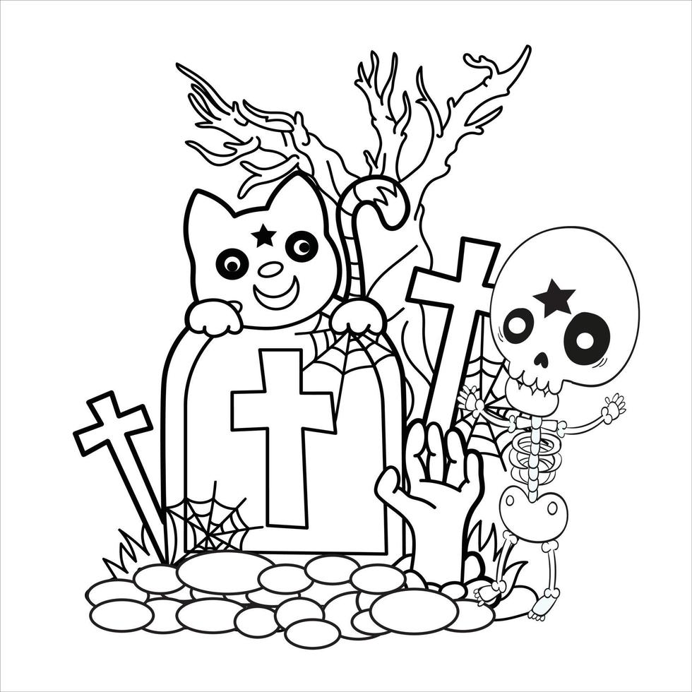 creepy kawaii pastel goth coloring page vector