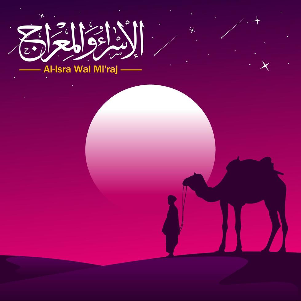 Isra miraj prophet muhammad theme template vector