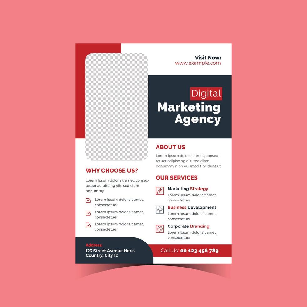 Digital marketing agency flyer design template. Advertising, creative, business, corporate, and professional flyers. vector