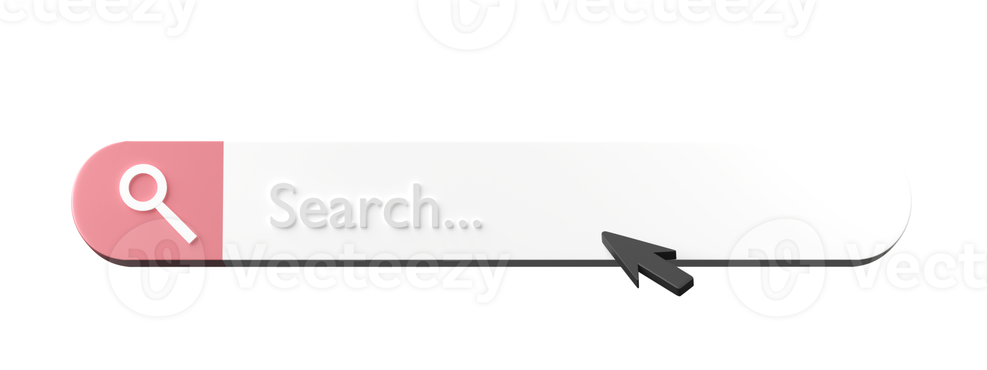 3D Search bar isolated on transparent background PNG file format.