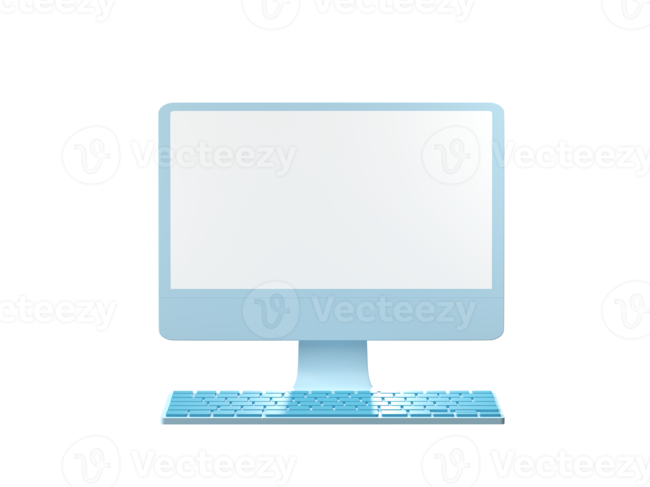 3D Computer display isolated on transparent background PNG file format.